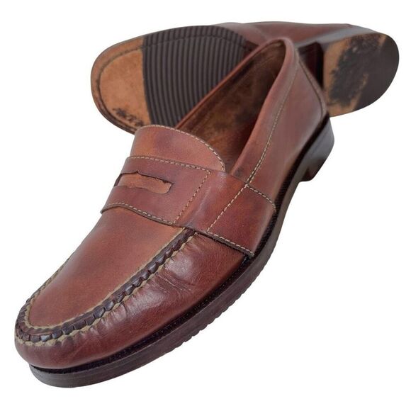 Cole Haan Douglas Brown Distressed Leather Penny Loafers Mens Size 7.5 main image 6